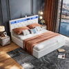LED OTTOMAN STORAGE PANEL WHITE FABRIC UPHOLSTERED DOUBLE BED FRAME Iwzcvvcjhewl
