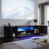Black 200cm High Gloss TV Stand Storage Cabinet Cupboard Unit with RGB LED Light