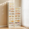 10 Tier Stackable Shoe Storage Cabinet, Clear Magnetic Doors, Collapsible Double