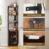 Industrial Corner Bar Cabinet, 4 Tier Freestanding Rack with Glass Holder