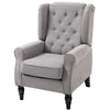 Retro Accent Chair Wingback Armchair with Wood Frame for Living Room Dark Grey