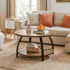 31.5'' Round Coffee Table 2-Tier Wooden Circle Center Cocktail Table Living Room