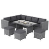 Rattan Garden 9 Seater Outdoor Set Furniture Sofa Chairs Table Bench Patio, Grey