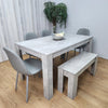 Wooden Grey Dining Table Set with Bench and 4 Grey Chairs Kitchen Room Furniture