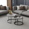 Set 2 Nesting Coffee Tables Round Side Tables with Metal Frame Solid Marble Top