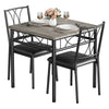 3-Piece Dining Table Set with 2 Upholstered Chairs, Grey Kitchen Table Set for 2
