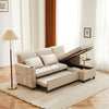 L-SHAPED CORNER SOFA, 3 SEATER PULL OUT SOFA SETTEE SOFA BED WITH STORAGE, BEIGE