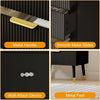 Black Fluted 5 Drawer Dresser Bedroom Nightstand Cabinet Wood Chest of Drawers