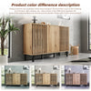 Sideboard Storage Cabinet with Hybrid Doors & Shelves, 150x40x95cm, Wood Grain