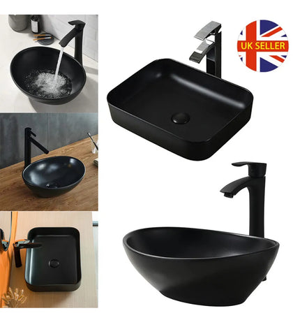 Bathroom Vanity Ceramic Wash Basin Cloakroom Sink Counter Top Oval / Rectangle