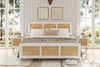 Double Metal Bed Frame Strong with Rattan Headboard & Under Bed Storage