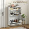 Narrow Shoe Cabinet with Adjustable Shelves for 12 Pairs of Shoes, White