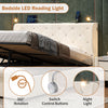 Double Bed Storage Bed Frame w/ Diamond Tufted Headboard, USB-C Charging, Beige