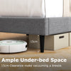 Modern Slatted Bed Single Bed Frame with Wingback Headboard-Grey