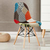Patchwork Eiffel Halo Dining Set - 4 x Fabric Chairs & White Halo Table Modern