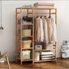 Bamboo Garment Rack Large Clothes Rail Rack with Shelves Wardrobe for Guest Room
