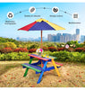 Kids Picnic Table Bench Set Children 4 Seat Activity Play Table with Umbrella
