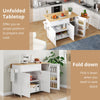 Kitchen Island Rolling Storage Trolley w/ Drop Leaf, Drawer & Spice Racks, White