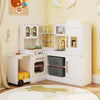 Corner Kitchen Playset Kids Pretend Play Kitchen-White
