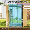 Galvanised Steel Garden Fence Gate Door with Lock Handle for Entrance Way, Black
