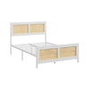 Double Metal Bed Frame Strong with Rattan Headboard & Under Bed Storage