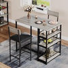 3-Piece Bar Table Set w/ Storage Shelf and 2 Stool Chair for Dining Room Kitchen
