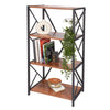 Industrial Style 3/ 4 Tier Bookshelf Walnut & Black Metal Shelves Display Shelf