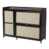 3 Rattan Doors Bamboo Shoe Cabinet Storage Cupboard Hallway Footwear Stand Rack