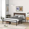 Industrial Double Size Bed Frame Metal Platform Bed-Brown