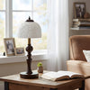 Vintage Table Lamp with Rose Carved Ceramic Shade Classic Desk Light for Bedroom