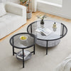 Nesting Coffee Table Set of 2 Living Room Round Stacking Side End Table Black