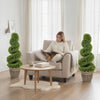 Set of 2 Potted Artificial Plants, Topiary Spiral Boxwood Trees, 90cm