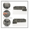 Corner Grey Jumbo Cord 6-7 Seater Modular Sofa with Spacious Footstool Included