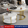 Set of 2 Nesting Coffee Tables Round Stacking Sofa Side Tables for Living Room