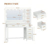 Dressing Table With 5 Drawers LED Mirror Set Makeup Desk Vanity Table Bedroom
