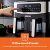 Double Basket Air Fryer Oven Digital Cooker 9L Timer Oil Free Frying 2600W Black