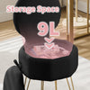 Black Dressing Table Chair with Storage, Vanity Stool with Foldable Backrest