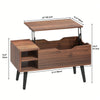 Brown Coffee Table with Lift Top Storage Shelf Wood Modern Living