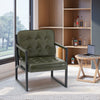 Modern Faux Leather Accent Chair Button-Tufted Design 110° Recline & Metal Frame
