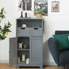 Bathroom Floor Cabinet Wooden Storage Cupboard with Adjustable Shelf & Doors