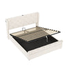 Double Bed Storage Bed Frame w/ Diamond Tufted Headboard, USB-C Charging, Beige