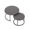 Round Nesting Coffee Table Set of 2 Solid Marble Grey Side End Desk Accent Table
