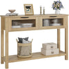 Entryway Console Table w/ 2 Glass Drawer Storage 2 Tier Sofa Table Living Room