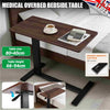 Medical Overbed Bedside Table Adjustable Height with Wheels Hospital Home Desk