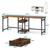 Tribesigns Double Desk, 200 cm Office Extra Long Computer Desk with Drawers