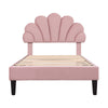UPHOLSTERED 3TF SINGLE BED FRAME WITH HEADBOARD, SOLID WOOD SLAT, VELVET, PINK