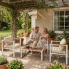 4 Piece Rattan Garden Furniture Set with Loveseat, Armchairs, Table, Cream White