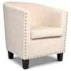 Tub Arm Chair Cream Velvet Luxury Statement Rivet Comfy Accent Armchair