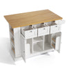 Kitchen Island Storage Trolley Cart with Drop Leaf, Drawers & Spice Racks, White