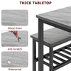 4-Pcs Dining Table Set with 2 Chairs & Bench,Space-Saving Design w/ Storage Rack